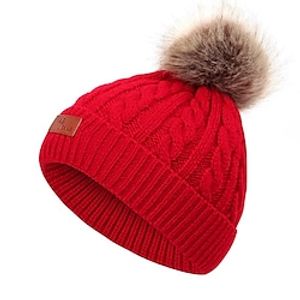 Kids Winter Beanie Hat, Children's Warm Fleece Lined Knit Thick Ski Cap with Pom Pom for Boys Girls miniinthebox