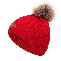 Kids Winter Beanie Hat, Children's Warm Fleece Lined Knit Thick Ski Cap with Pom Pom for Boys Girls miniinthebox - thumbnail