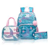 Eazy Kids 17 Inch Set Of 3 School Bag With Lunch Bag And Pencil Case Mermaid - Blue