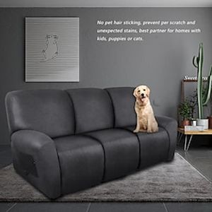 Stretch Recliner Cover 3 Seater Couch Slipcover Reclining Cover with Elastic Loop, Anti-cat Scratch Furniture Protector for Kids, Pets, Dogs, Cats miniinthebox