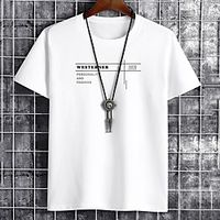 Men's Unisex Tee T shirt Hot Stamping Graphic Prints Letter Plus Size Print Short Sleeve Casual Tops Cotton Basic Fashion Designer Big and Tall White Black Khaki miniinthebox - thumbnail