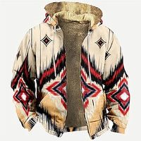 Tribal Graphic Prints Daily Ethnic Casual Men's 3D Print Zip Hoodie Hoodie Jacket Fleece Jacket Holiday Vacation Going out Hoodies Blue Khaki Hooded Fleece Winter Designer Lightinthebox - thumbnail