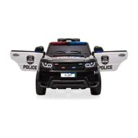 Megastar Ride on police V5 Powered Electric Suv, Police Truck SUV Vehicle w/ 2.4G Remote Control, Siren, Music, LED Headlights, Microphone, Double Open Doors, Safe Seat Black Belts - (Black)