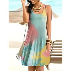 Women's Casual Dress Tank Dress Ombre Tie Dye Print U Neck Mini Dress Sleeveless Summer Spring Lightinthebox