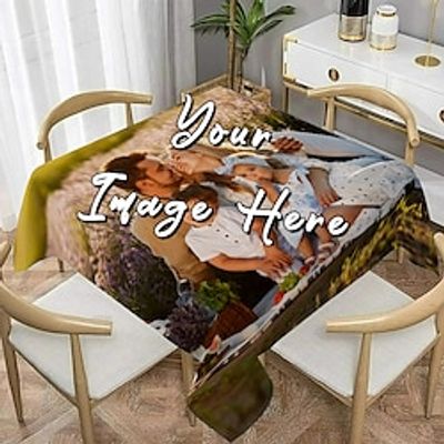Custom square tablecloth Custom Photo Design Tablecloth Personalized Dining Table Cover Personalized Valentine Gift Custom Made Lightinthebox