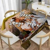 Custom square tablecloth Custom Photo Design Tablecloth Personalized Dining Table Cover Personalized Valentine Gift Custom Made Lightinthebox - thumbnail