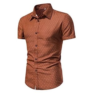 Men's Shirt Short Sleeve Print Design Casual Print White Black Red Lattice Turndown Tops Beach / Summer / Summer miniinthebox