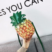 Women Simulation Pineapple PU Bucket Phone Bag