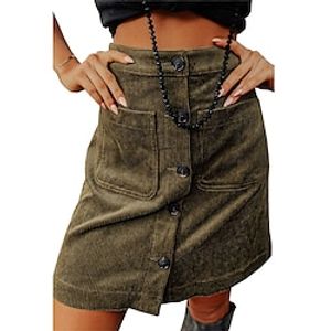 Women's Skirt Bodycon Above Knee Corduroy Apricot Black Army Green Blue Skirts Summer Pocket Fashion Casual Street Daily S M L Lightinthebox