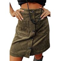 Women's Skirt Bodycon Above Knee Corduroy Apricot Black Army Green Blue Skirts Summer Pocket Fashion Casual Street Daily S M L Lightinthebox - thumbnail