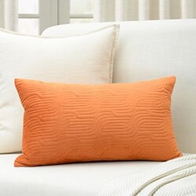 Orange Velvet Quilted Throw Pillow Cover Rectangular Quality Cushion Cover for Sofa Bedroom Livingroom Chair Lightinthebox