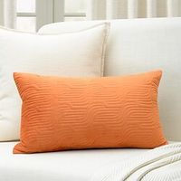 Orange Velvet Quilted Throw Pillow Cover Rectangular Quality Cushion Cover for Sofa Bedroom Livingroom Chair Lightinthebox - thumbnail