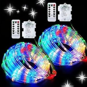 2 Packs 8-function String Lights, Adjustable Brightness Light String, Tube Light, Indoor and Outdoor Decorative Light, Holiday Christmas Decorative Light, Waterproof 3AA Battery Box Lightinthebox