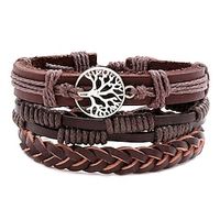Men's Leather Bracelet Thick Chain Totem Series Wedding Tree of Life Fashion Personalized Rock Leather Bracelet Jewelry Coffee For Party Evening Gift Birthday Festival Lightinthebox - thumbnail
