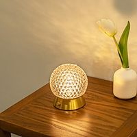 Crystal Ball Shaped Diamond Table Lamp Type-C Rechargeable Metal Night Light Decor Indoor Bedroom Bedside Restaurant Romantic Atmosphere Touch Stepless Dimming Lightinthebox