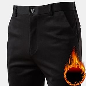 Men's Dress Pants Fleece Pants Trousers Casual Pants Suit Pants Pocket Print Simple Solid Colored Waterproof Wearable Full Length Home Work Fashion Streetwear Black Royal Blue Stretchy miniinthebox