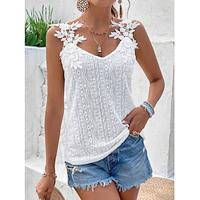 Women's Lace Shirt Tank Top Lace White Sleeveless V Neck Summer Lightinthebox