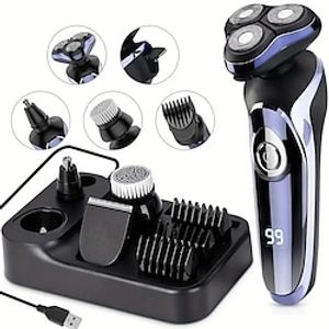 LCD Digital Display Multifunctional Electric Shaver and Hair Clipper Set - Four-in-One Beard Scraper Washable and Rechargeable - Perfect for Grooming and Styling Lightinthebox