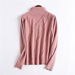 Women's Plus Size Tops Blouse Plain Long Sleeve High Neck Casual Daily Going out Acrylic Winter Fall Green Pink miniinthebox