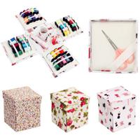 Multifunction Fold Up Box Sewing Pack Kit Needle Thread Set Tape Measure Scissor Thimble