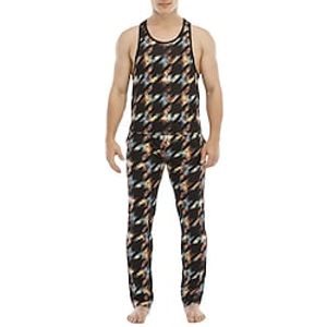 Men's Pajamas Loungewear Pajama Top and Pant 1 set Graphic Prints Stylish Casual Comfort Home Daily Bed Polyester Comfort Soft Crew Neck Sleeveless Tank Top Pant Elastic Waist Spring Summer Black Red Lightinthebox