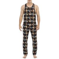 Men's Pajamas Loungewear Pajama Top and Pant 1 set Graphic Prints Stylish Casual Comfort Home Daily Bed Polyester Comfort Soft Crew Neck Sleeveless Tank Top Pant Elastic Waist Spring Summer Black Red Lightinthebox - thumbnail
