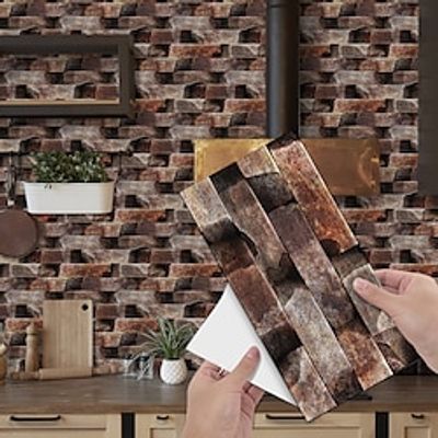 12/24/36pcs Wall Tiles Sticker Peel And Stick Vinyl Splash Back Transfer Sticker Decal For Living Room Kitchen Bathroom Adhesive Tiles 12x6Inches/30x15cm miniinthebox