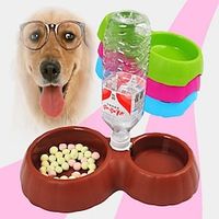 New Pluggable Drinking Bottle Dog Food Set Plastic Pumpkin Drinking Water Bowl Dog Feeding Dual Food Bowl Lightinthebox - thumbnail