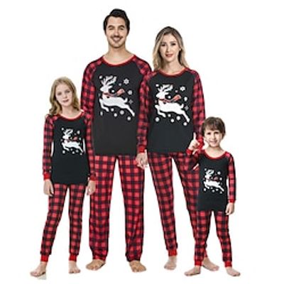 Santa Claus Reindeer Family Christmas Pajamas Nightwear Men's Women's Boys Girls' Family Matching Outfits Christmas New Year Christmas Eve Kid's Adults' Home Wear Polyester Top Pants miniinthebox