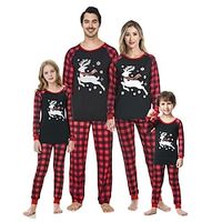 Santa Claus Reindeer Family Christmas Pajamas Nightwear Men's Women's Boys Girls' Family Matching Outfits Christmas New Year Christmas Eve Kid's Adults' Home Wear Polyester Top Pants miniinthebox - thumbnail