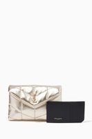 Small Puffer Pouch in Crinkled Lamé Leather Small Puffer Pouch in Crinkled Lamé Leather