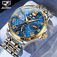 Men Mechanical Watch Fashion Business Wristwatch Automatic Self-winding Moon phase Luminous Calendar Steel Watch miniinthebox - thumbnail