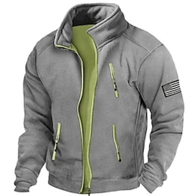 Men's Sweat Jacket Full Zip Sweatshirt Black Green Gray Standing Collar Plain Sports  Outdoor Daily Holiday Streetwear Basic Casual Fall Winter Clothing Apparel Hoodies Sweatshirts  Lightinthebox
