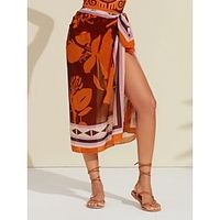 Women's Swimwear Sarong Swimsuit Printing Tie back  Tie front Folk Orange Others Bathing Suits New Vacation Beach Wear Beach Lightinthebox