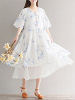 Vintage Floral Print Women Dress