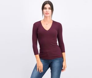 Womens  Ribbed V-Neck Top  Port