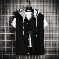 Men's Vest Daily Wear Basic All Seasons Basic PolyCotton Blend Casual  Daily Solid  Plain Color Single Breasted Hooded Form Fit Black Blue Vest Lightinthebox - thumbnail
