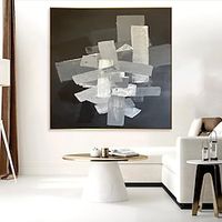 Handmade Acrylic Texture Painting  Hand Painted Black And White  Oil Painting Wall Abstract Painting Original Canvas Black And White Paintings Minimalist Modern Paintings Home Decoration Lightinthebox - thumbnail