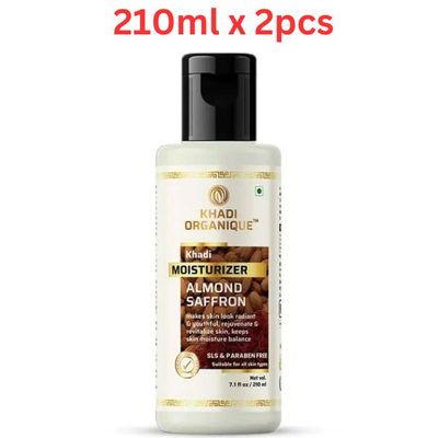 Khadi Organique Almond Saffron Moisturizer(SLS & Paraben Free) 210ml (Pack Of 2)