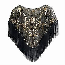 Retro Vintage Roaring 20s 1920s Party Costume Shawls The Great Gatsby Charleston Women's Sequins Tassel Fringe Christmas Wedding Wedding Guest Event / Party Shawl Lightinthebox