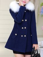 Fur Collar Thickened Woolen Mid-length Coat - thumbnail