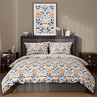 Floral Pattern Duvet Cover Set Soft Microfiber 3-Piece Luxury Weighted Bedding Set Home Decor Gift Lightinthebox - thumbnail