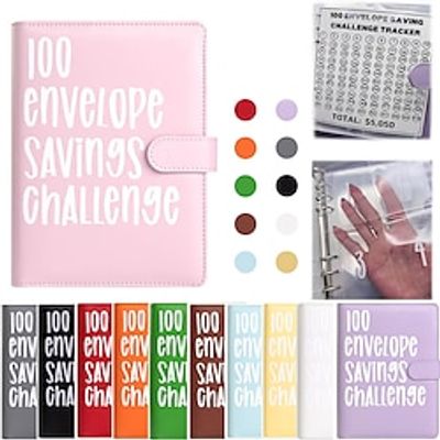100 Envelopes Money Saving Challenge , Budget Planner Savings Challenge , 2023 New Budget Book Binder With Cash Envelopes ,Savings Challenges Notebook Binders To Save 5,050 miniinthebox