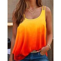 Women's Tank Top Camisole Ombre Tie Dye Print Pink Sleeveless Basic U Neck Summer Lightinthebox