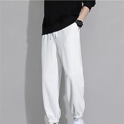 Men's Sweatpants Trousers Pocket Drawstring Elastic Waist Plain Comfort Soft Casual Daily Holiday Sports Fashion Black White Lightinthebox