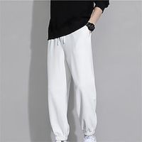 Men's Sweatpants Trousers Pocket Drawstring Elastic Waist Plain Comfort Soft Casual Daily Holiday Sports Fashion Black White Lightinthebox - thumbnail