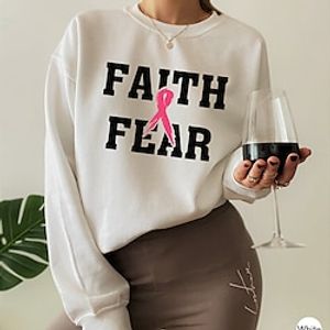 Women's Sweatshirt Pullover Basic White Pink Letter Street Casual Round Neck Long Sleeve Top Micro-elastic Fall  Winter Lightinthebox