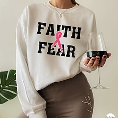Women's Sweatshirt Pullover Basic White Pink Letter Street Casual Round Neck Long Sleeve Top Micro-elastic Fall  Winter Lightinthebox
