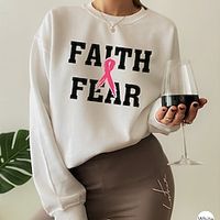 Women's Sweatshirt Pullover Basic White Pink Letter Street Casual Round Neck Long Sleeve Top Micro-elastic Fall  Winter Lightinthebox - thumbnail