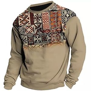 Men's Sweatshirt Pullover Brown Crew Neck Tribal Graphic Prints Print Daily Sports Holiday 3D Print Basic Streetwear Designer Spring   Fall Clothing Apparel Hoodies Sweatshirts  Lightinthebox